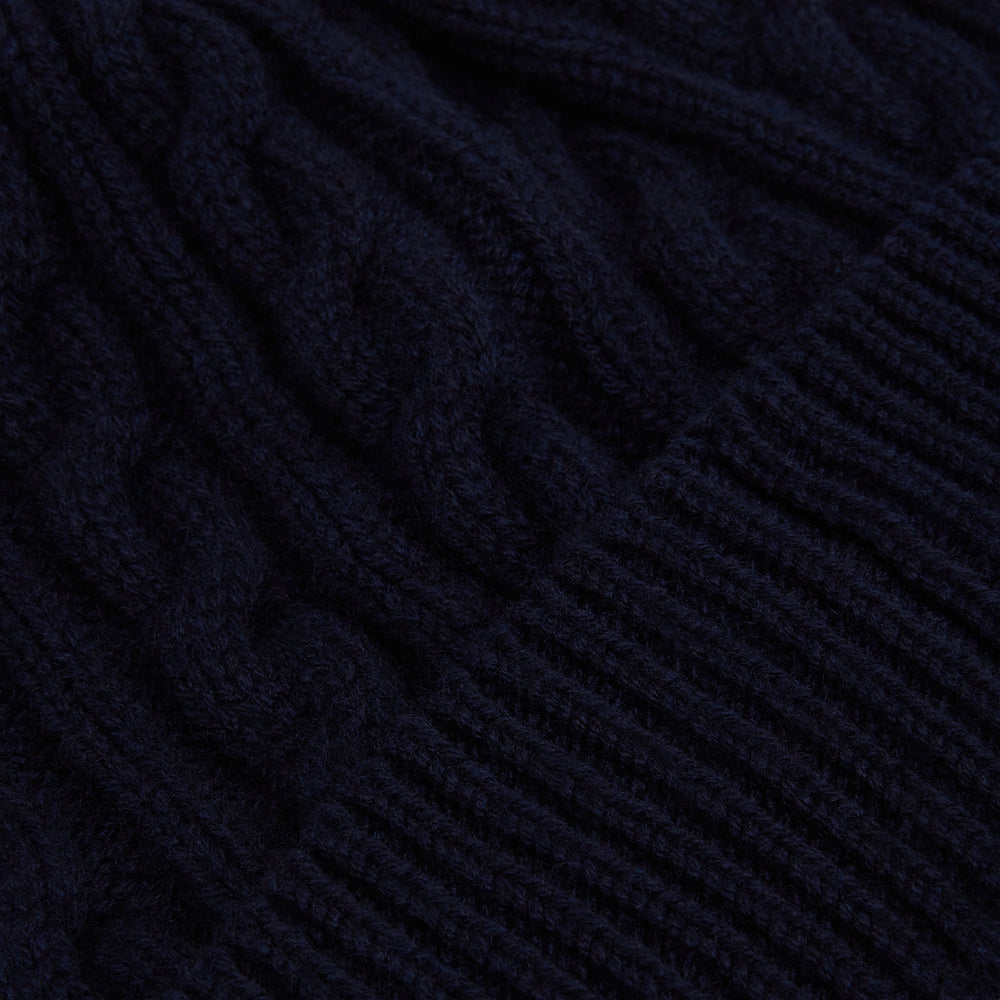 Midnight Blue Cable Knit Cashmere Beanie
