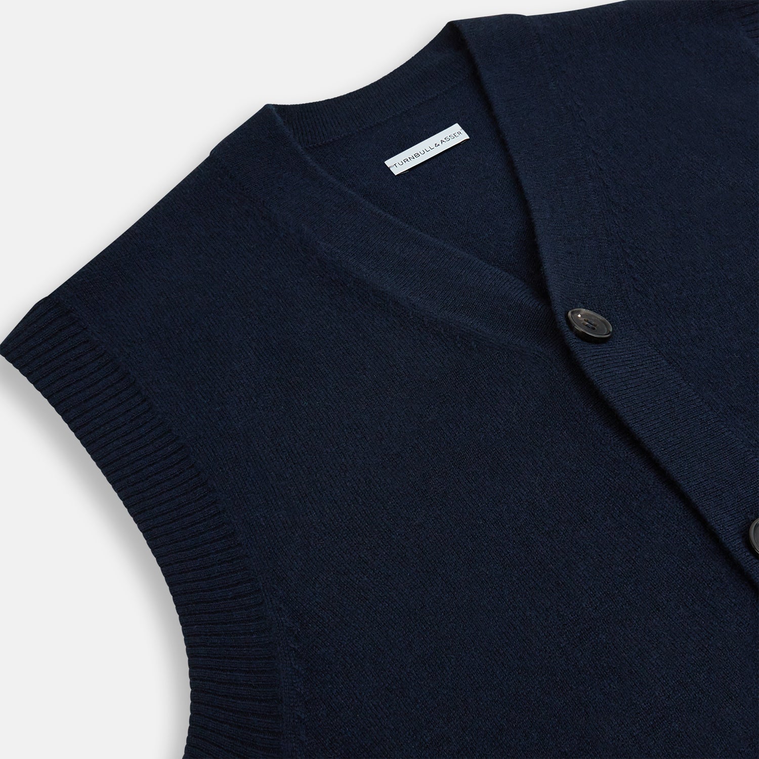 View 2 of product Navy Cashmere V-neck Sleeveless Cardigan