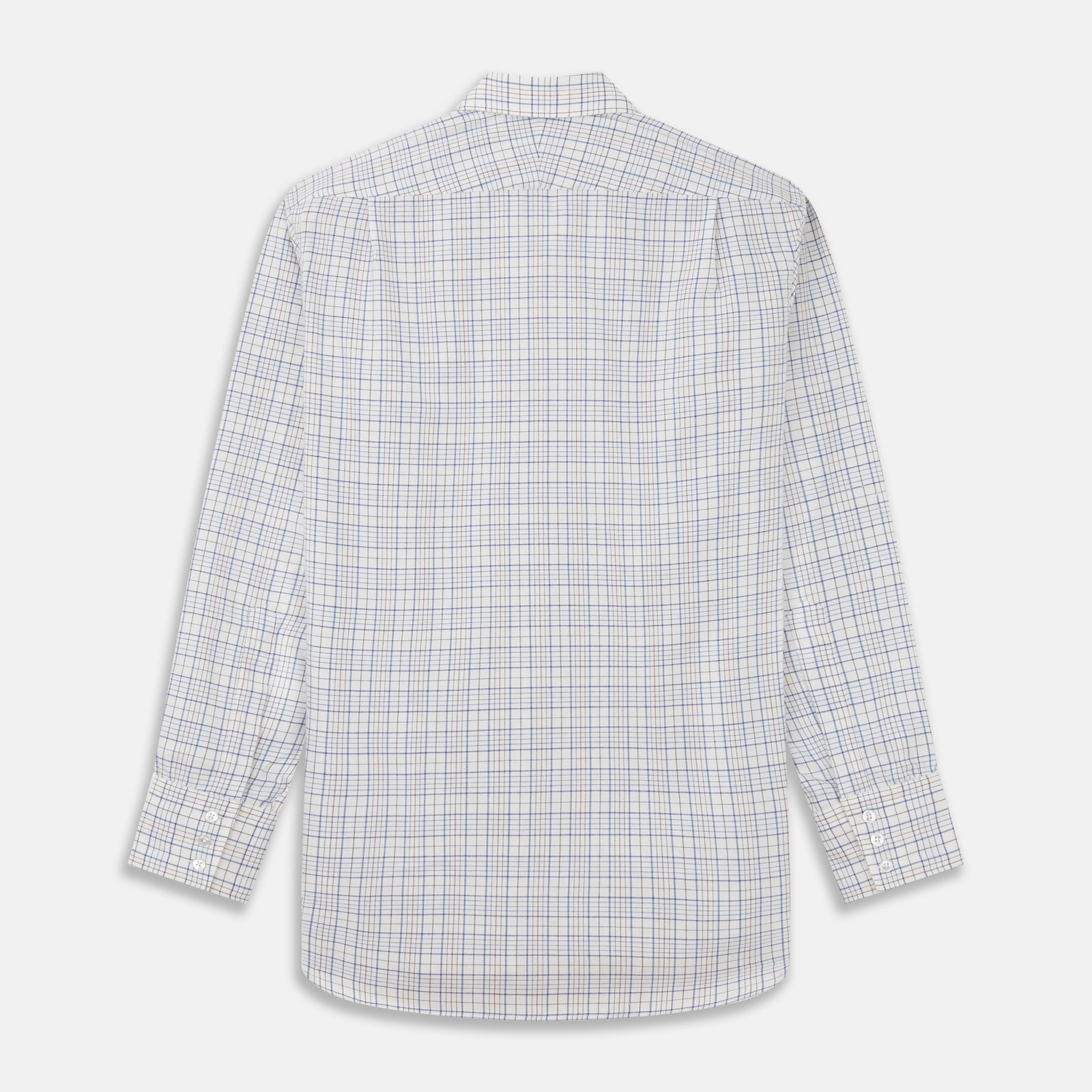 View 5 of product Blue Multi Check Regular Fit Cotton-Cashmere Shirt with T&A Collar and 3 Button Cuffs