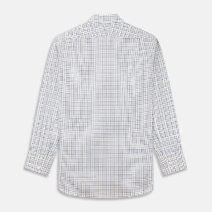 Blue Multi Check Regular Fit Cotton-Cashmere Shirt with T&A Collar and 3 Button Cuffs Image 4