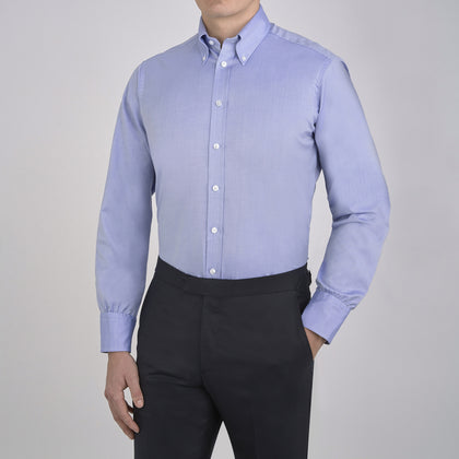 Blue Royal Oxford Cotton Shirt with Button-Down Collar and 3-Button Cuffs Image 3