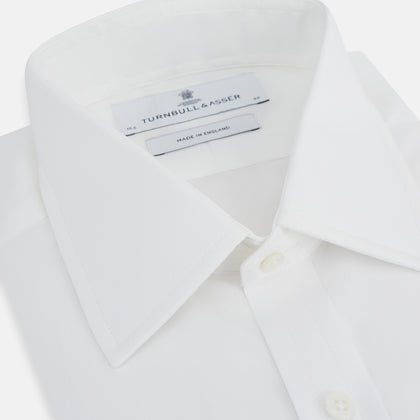 Plain White Cotton Shirt with T&A Collar and Double Cuffs