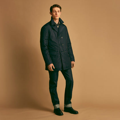 Navy Burrows Double Breasted Coat Image 2