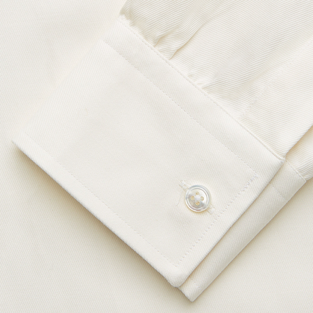 Cream Weekend Fit Hayne Shirt With Dorset Collar And 1-Button Cuffs