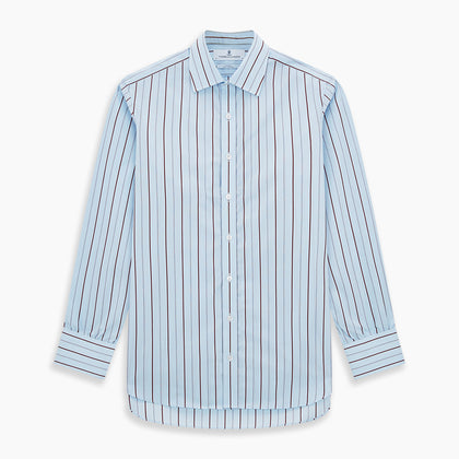 Burgundy Wide Pinstripe Mayfair Shirt Image 6