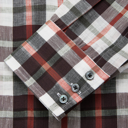 Black Multi-check Linen Blend Regular Fit Mayfair Shirt Image 2