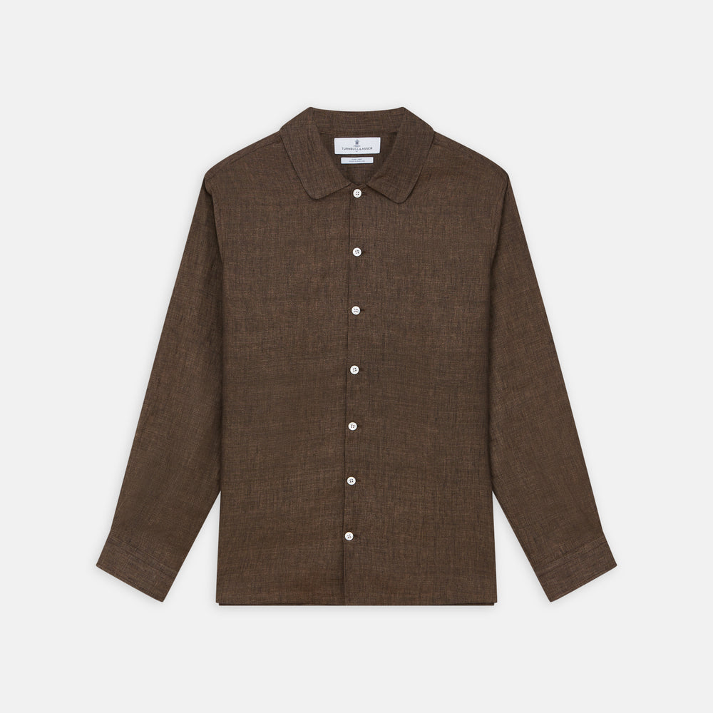 Chocolate Brown Linen Holiday Fit Fellows Shirt