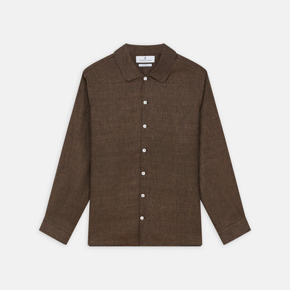 Chocolate Brown Linen Holiday Fit Fellows Shirt