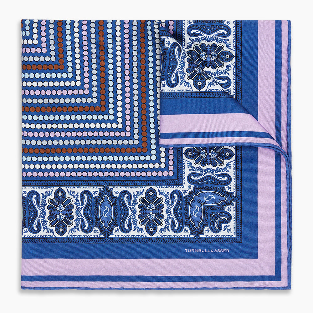 Image 1 of product Azzurro Dots and Paisley Silk Pocket Square