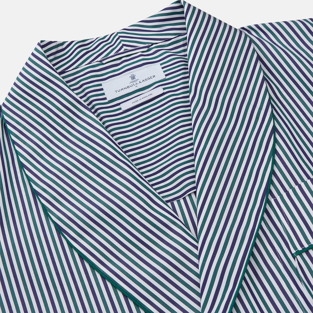Green and Blue Stripe Cotton Arnold Gown