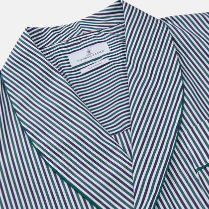 Green and Blue Stripe Cotton Arnold Gown