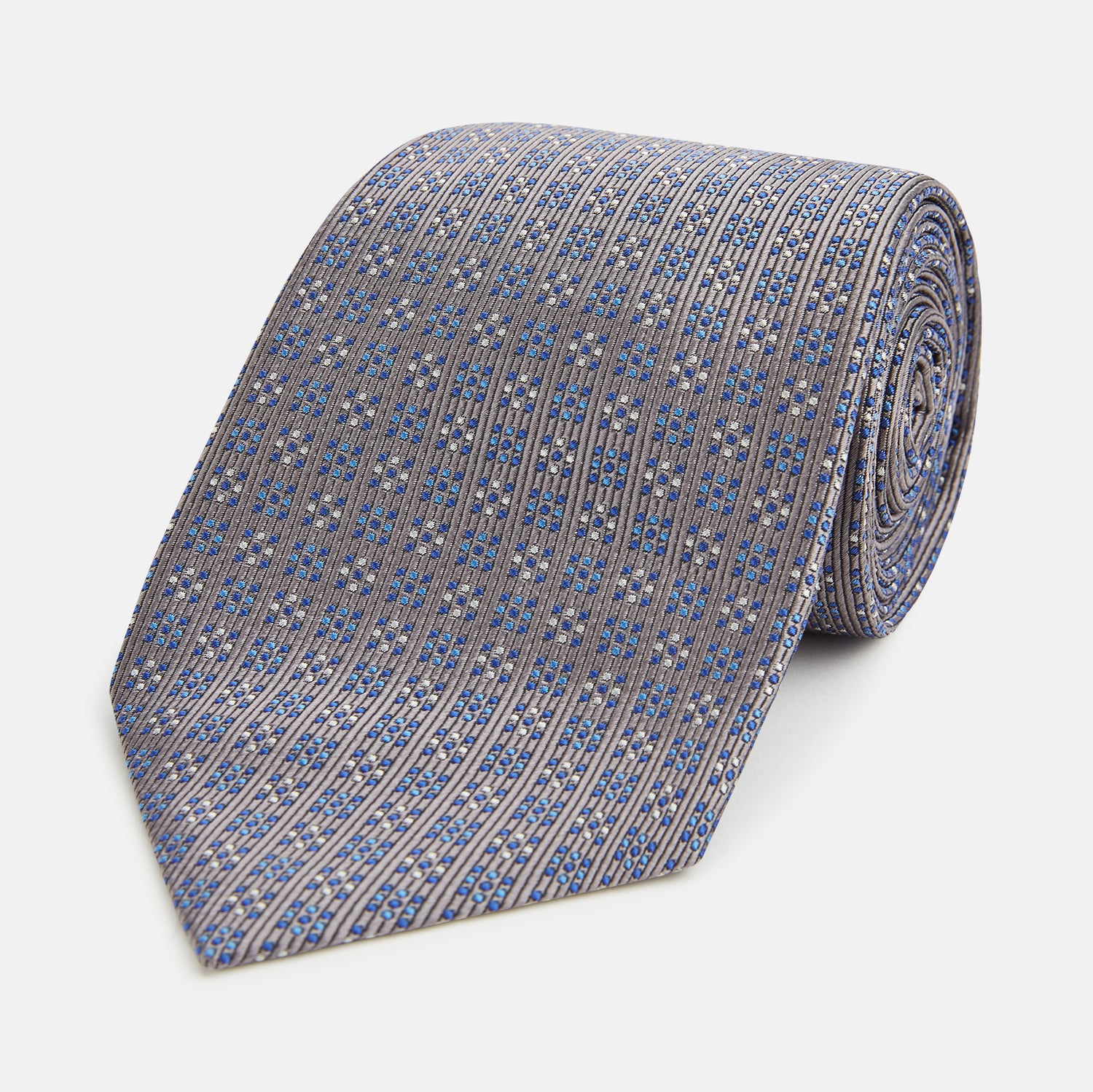 View 1 of product Silver and Pale Blue Multi Dot Silk Tie