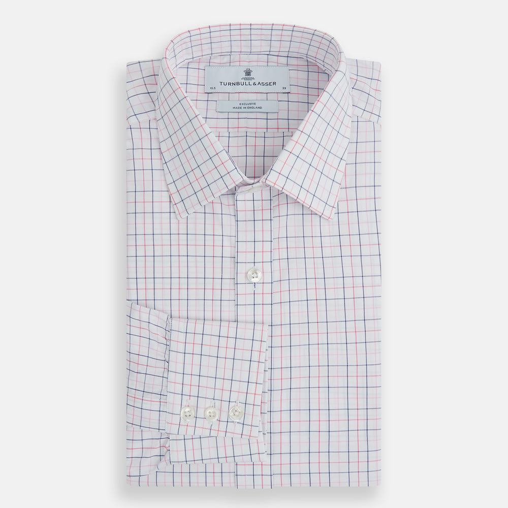 Pink Overlay Grid Check Mayfair Shirt