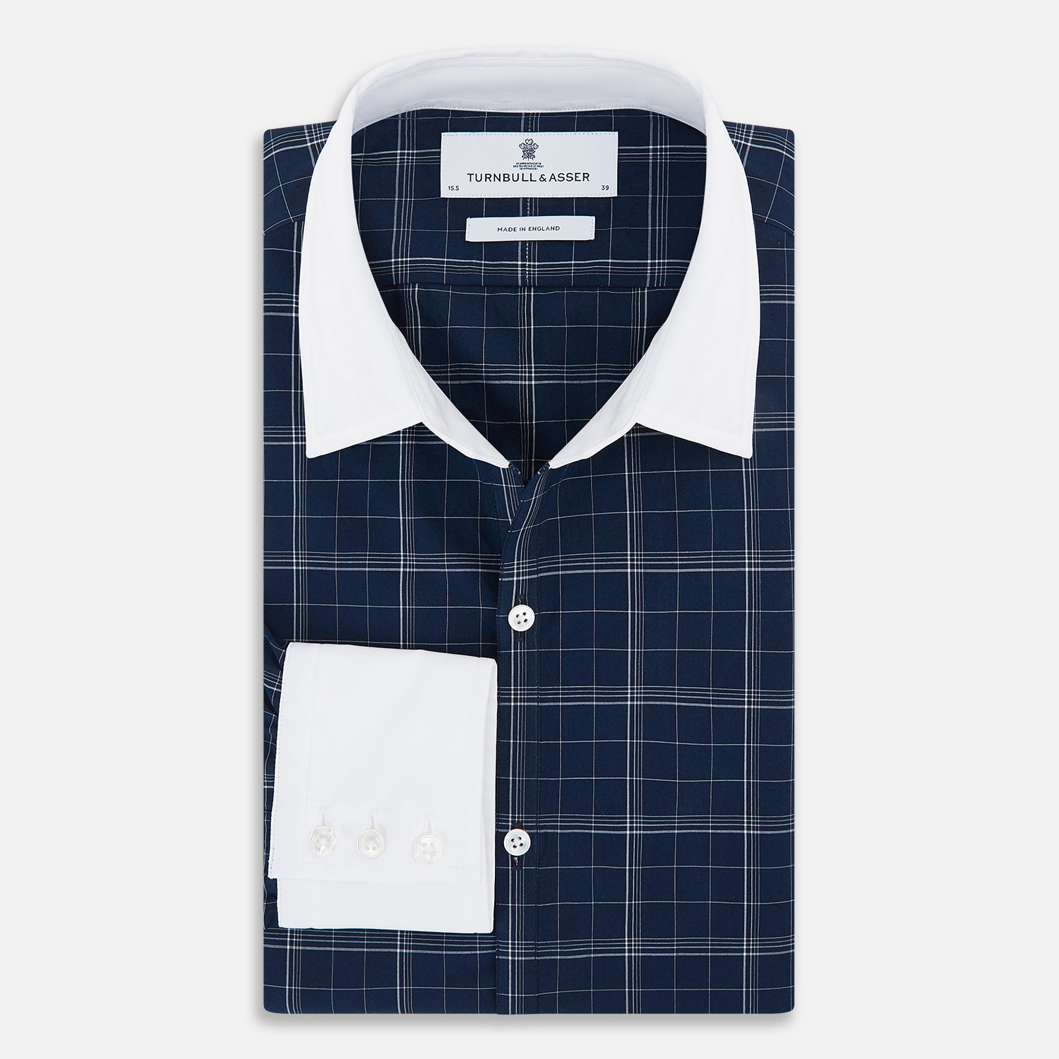 Image 5 of product Indigo Windowpane Check Windsor Shirt with Constrast T&A Collar and Cuffs