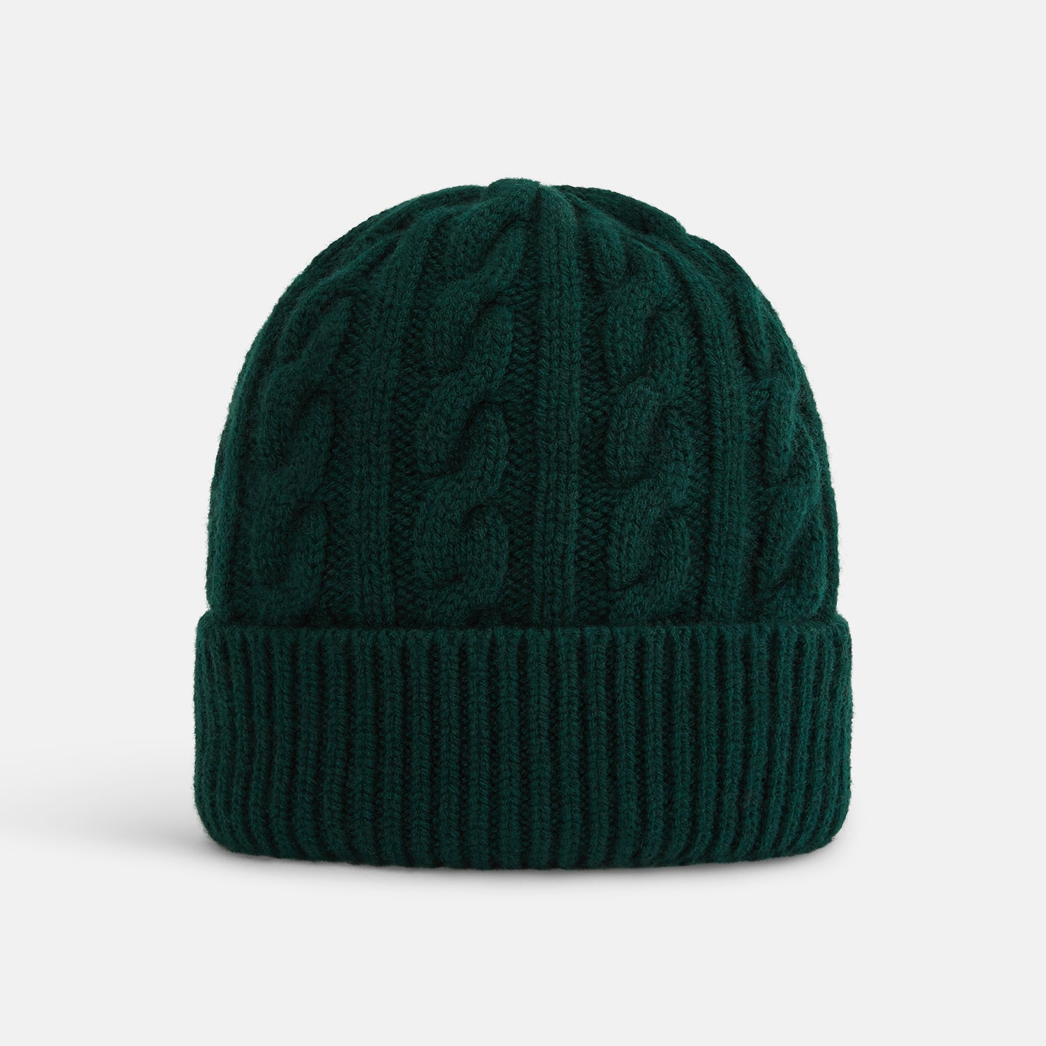 View 1 of product Forest Green Cable Knit Cashmere Beanie