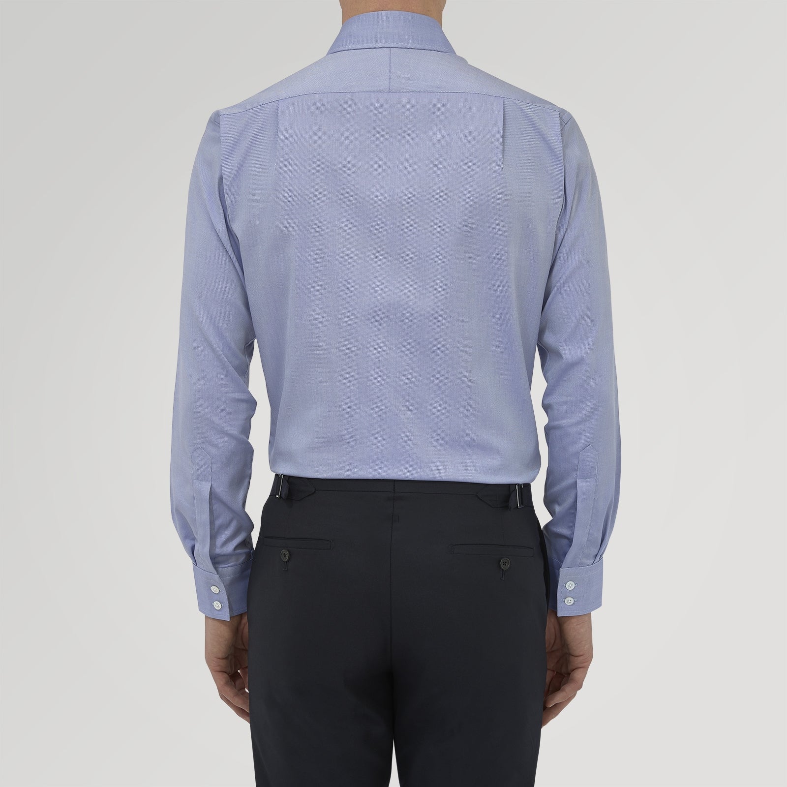 View 3 of product Tailored Fit Blue Royal Oxford Cotton Shirt with Kent Collar and 2-Button Cuffs
