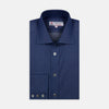 View 1 of product Dark Blue Denim-Cashmere Shirt with Regent Collar and 3-Button Cuffs