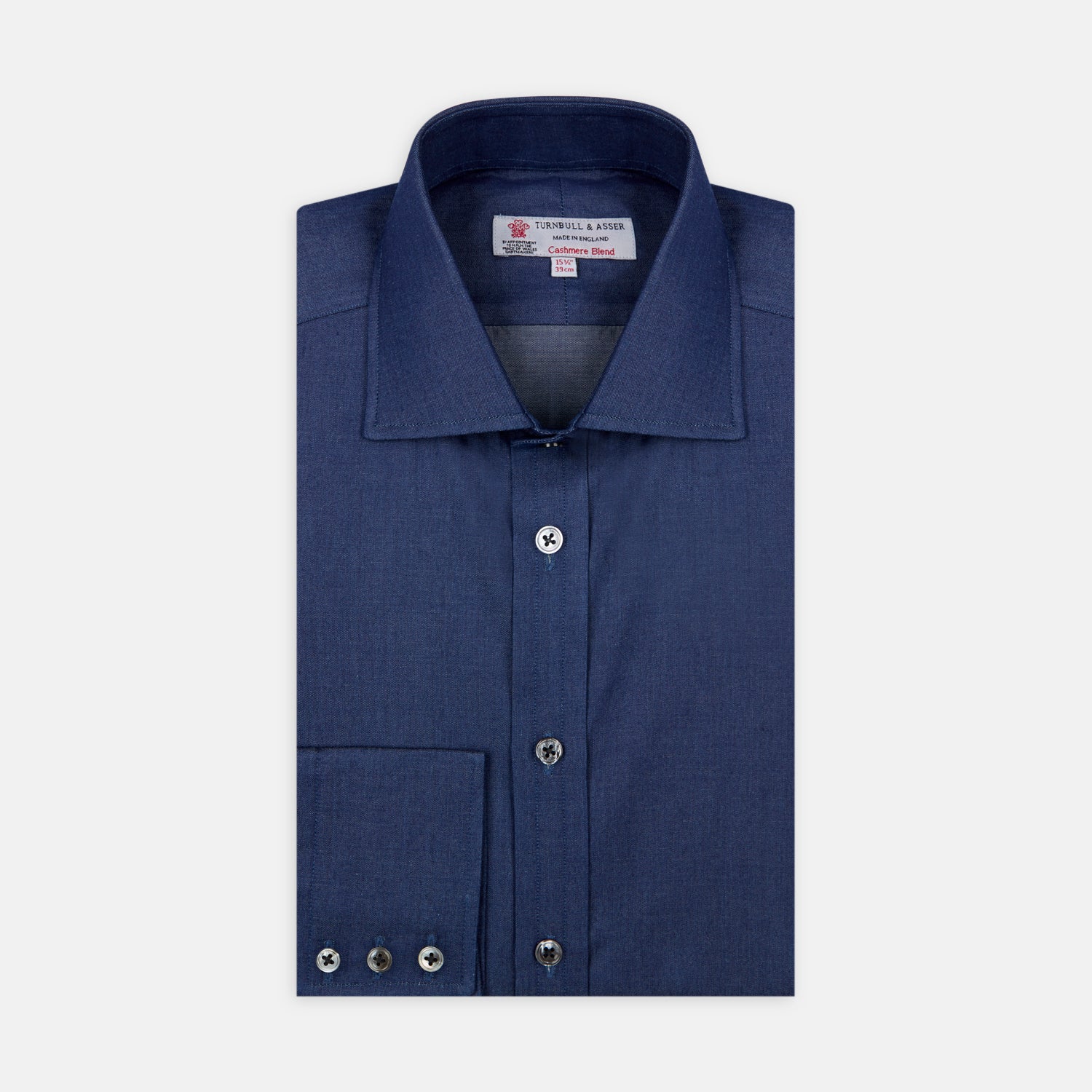 View 1 of product Dark Blue Denim-Cashmere Shirt with Regent Collar and 3-Button Cuffs