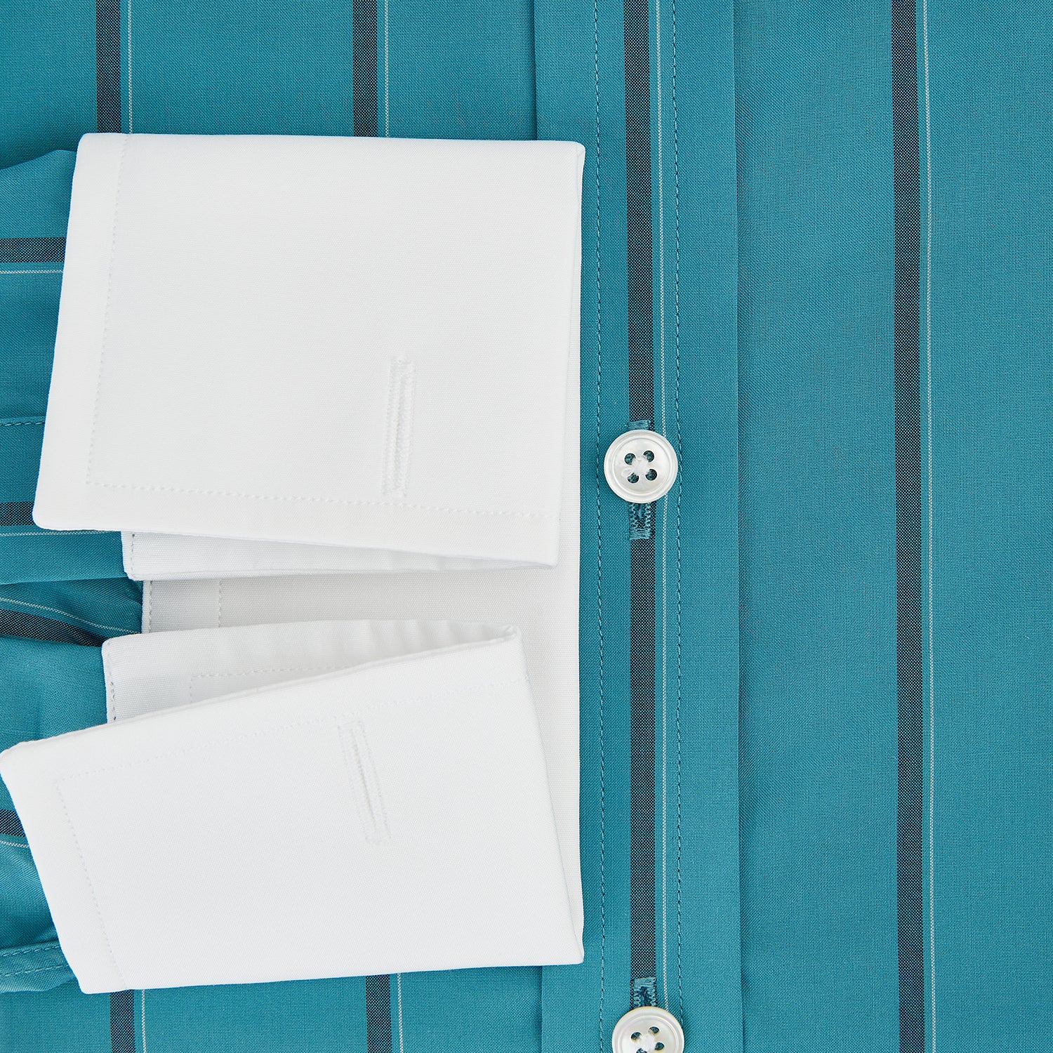 Image 4 of product Turquoise Track Stripe Shirt with Contrast T&A Collar and Cuffs