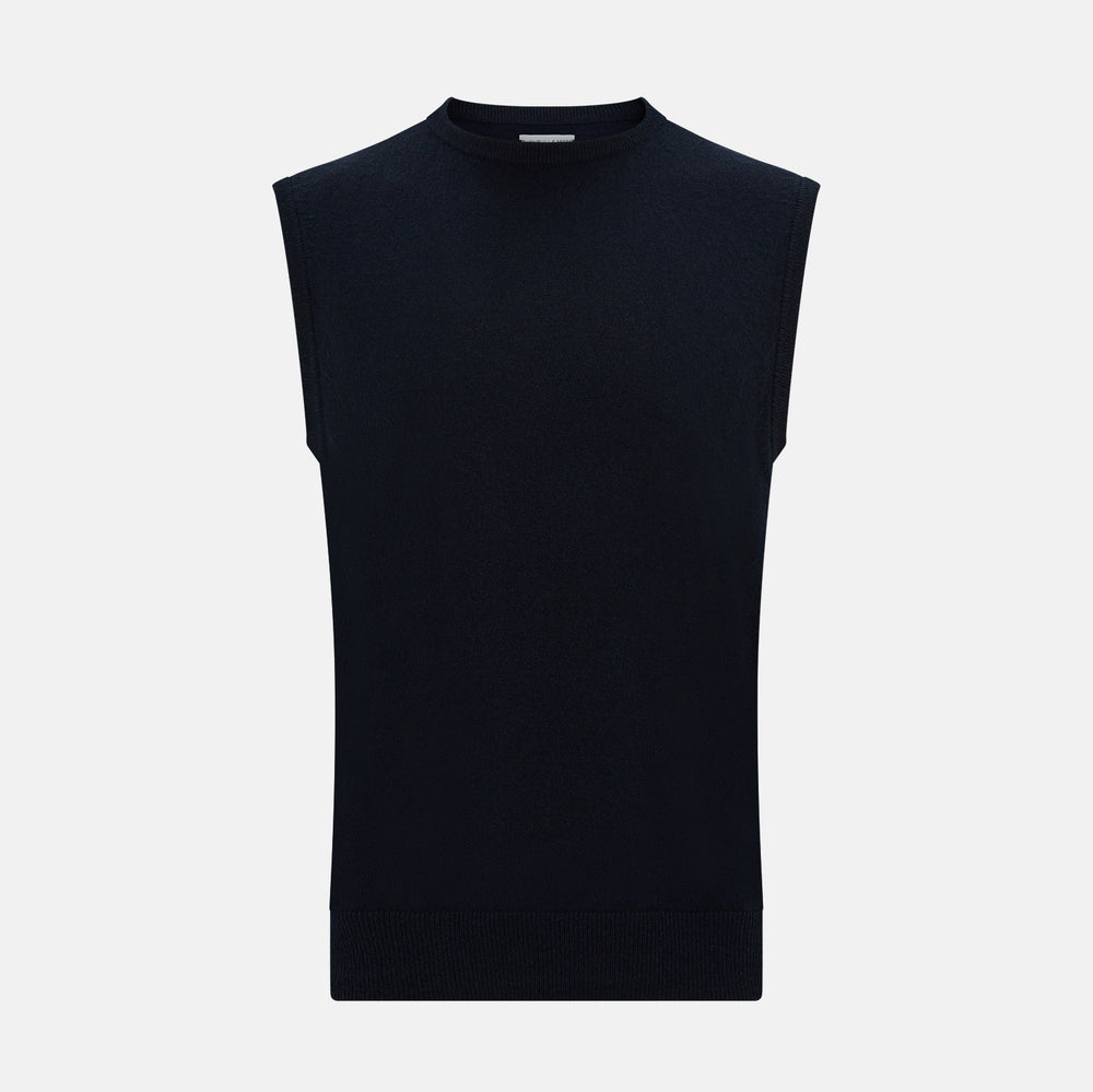 Navy Cashmere Round Neck Vest