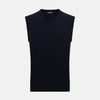 Navy Cashmere Round Neck Vest