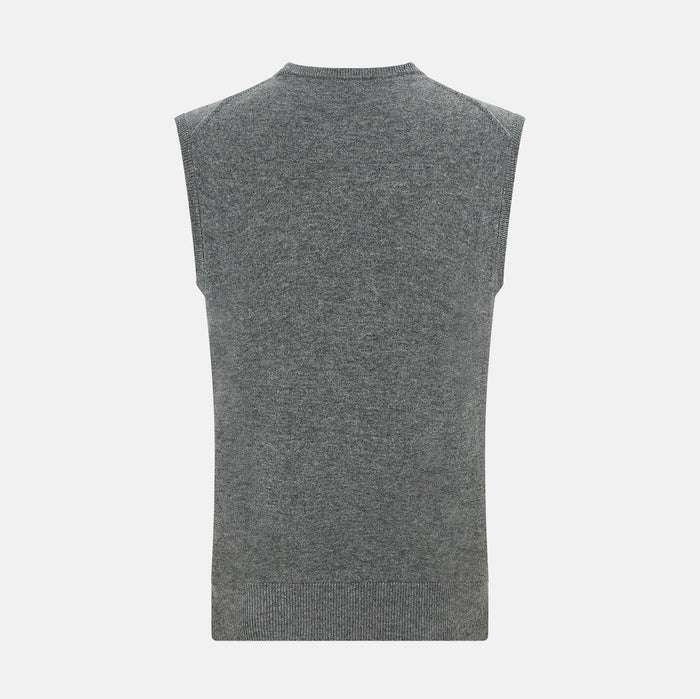 Ash Grey  Cashmere Round Neck Vest Image 2
