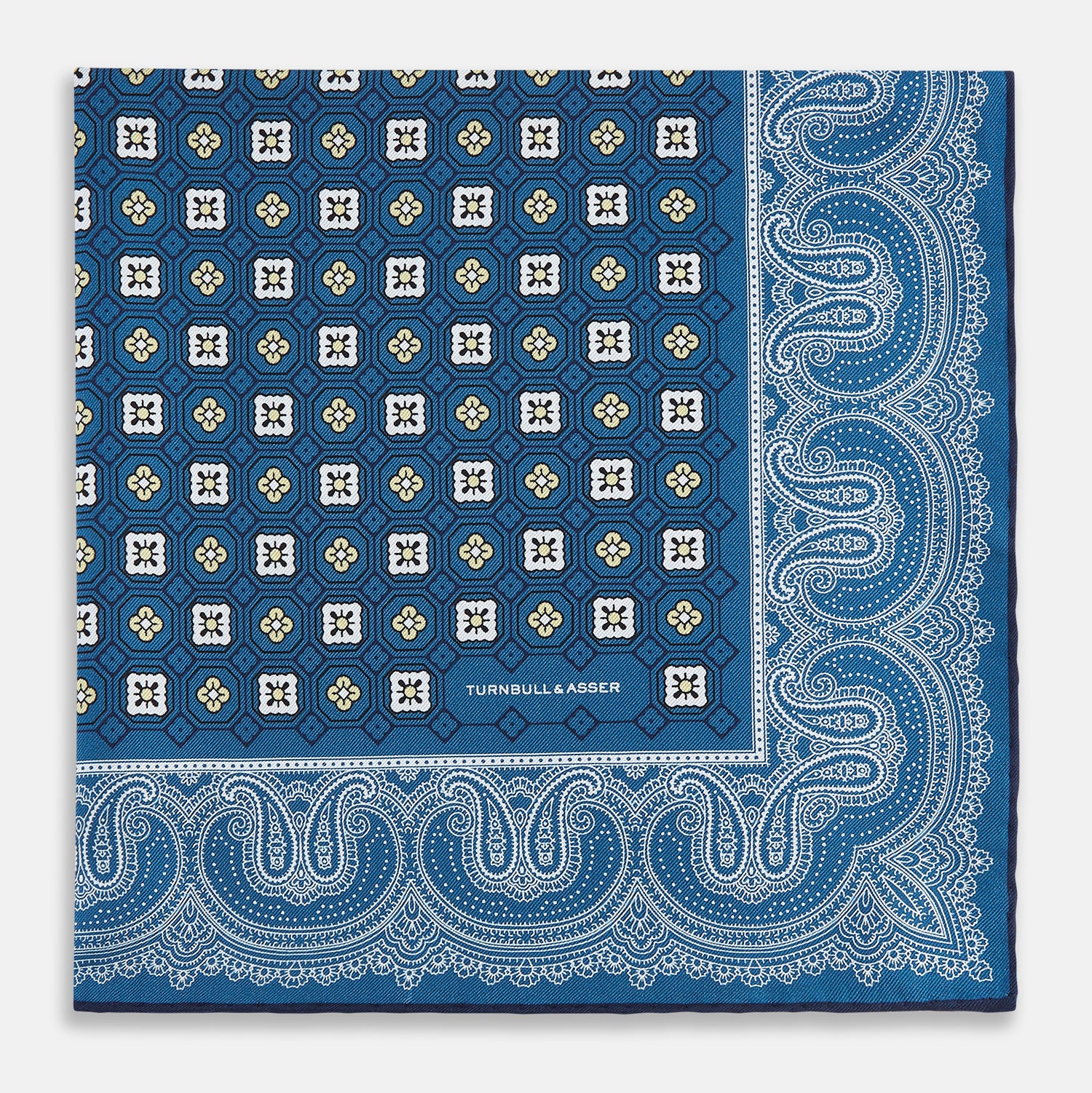 Image 3 of product Azzurro Floral Tile and Paisley Silk Pocket Square