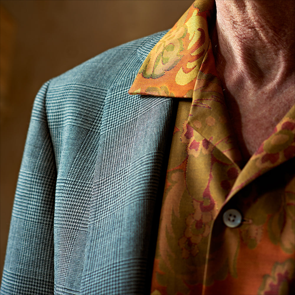 Orange & Ochre Tapestry Weave Cotton Holiday Fit Shirt