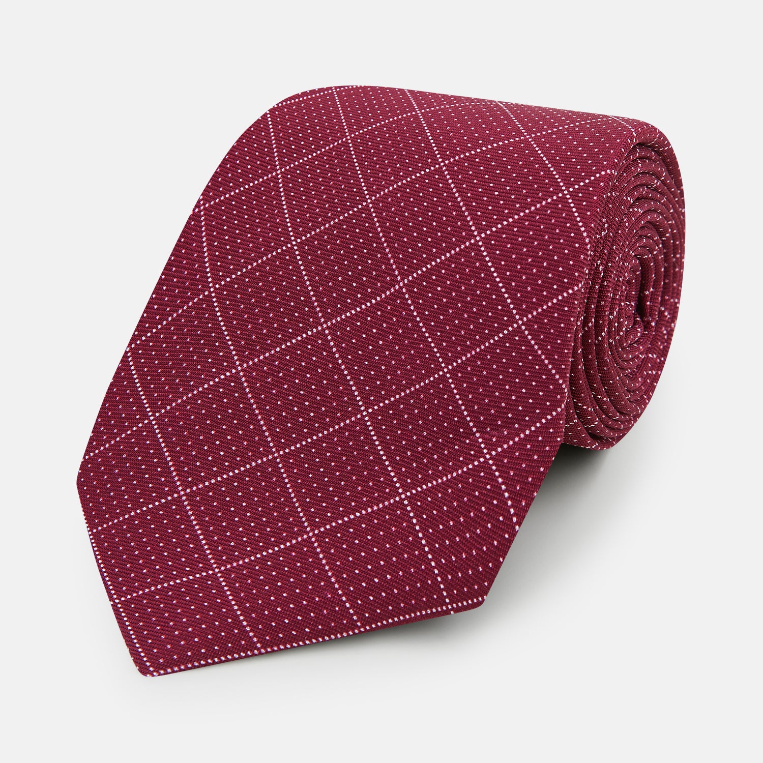 View 1 of product Burgundy Dotted Check Pattern Printed Silk Tie