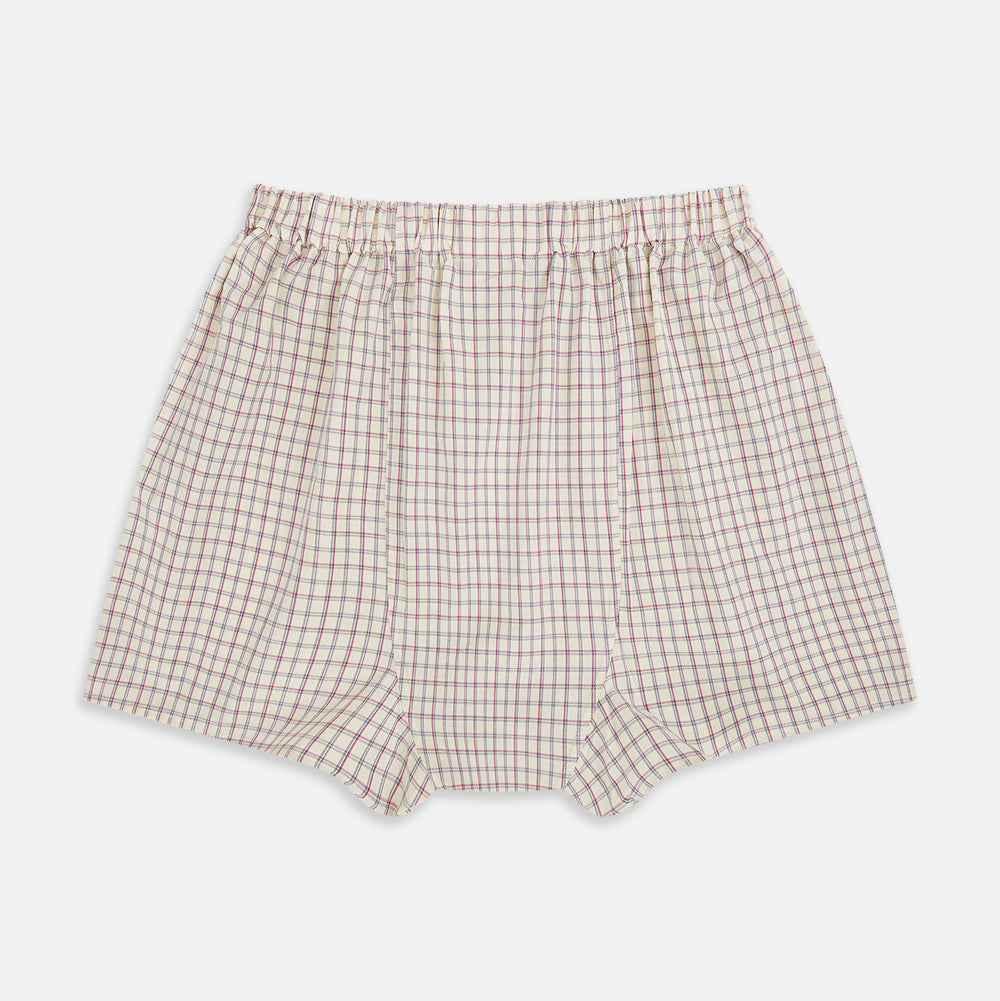Pink and Cream Double Graph Check Godfrey Boxer Shorts