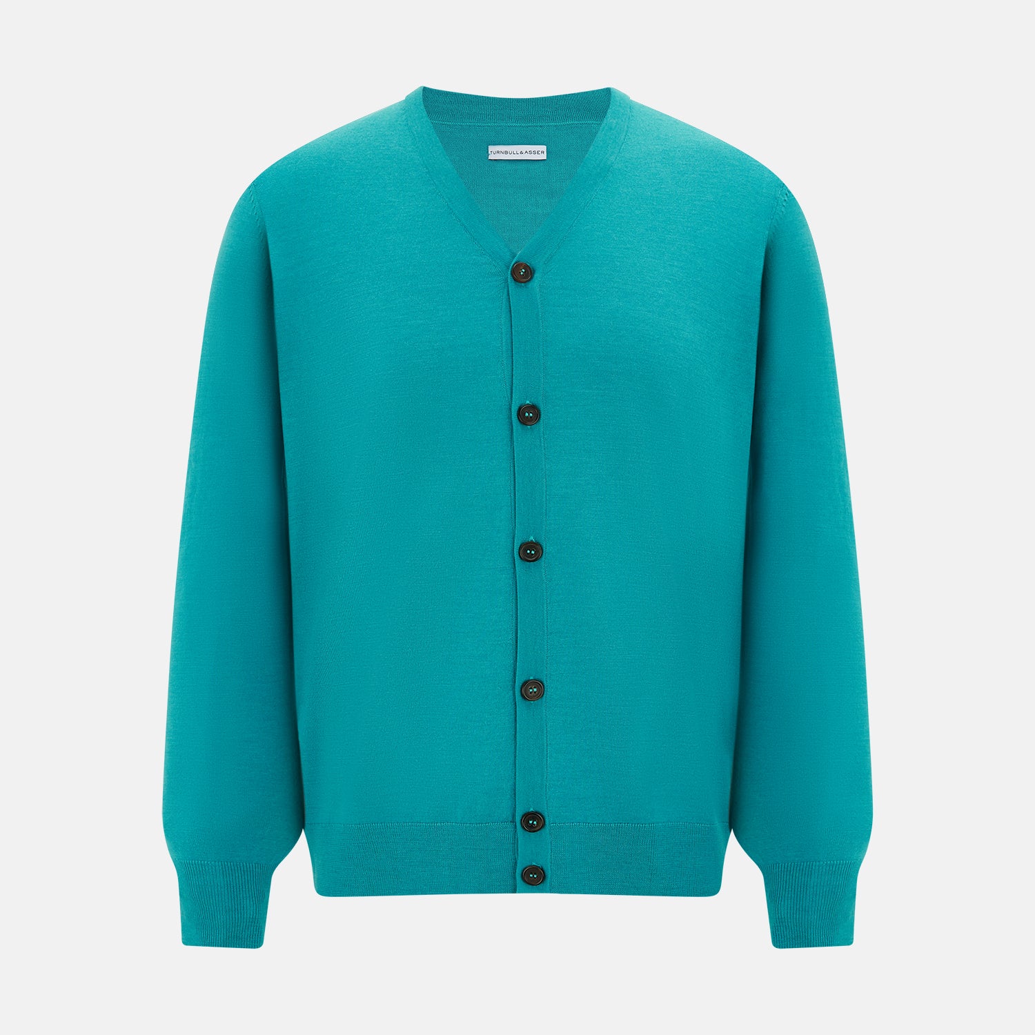 View 1 of product Turquoise Fine Merino V-Neck Cardigan
