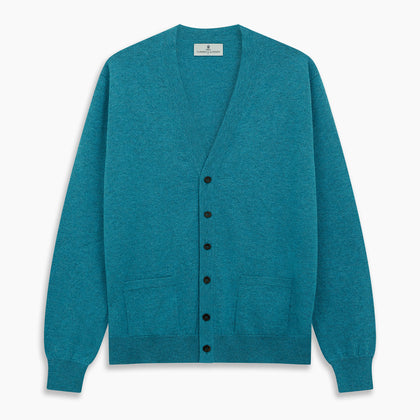 Teal Lachlan Cashmere Cardigan Image 3