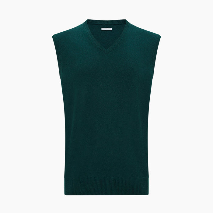Moss Green Cashmere V-Neck Vest Image 3