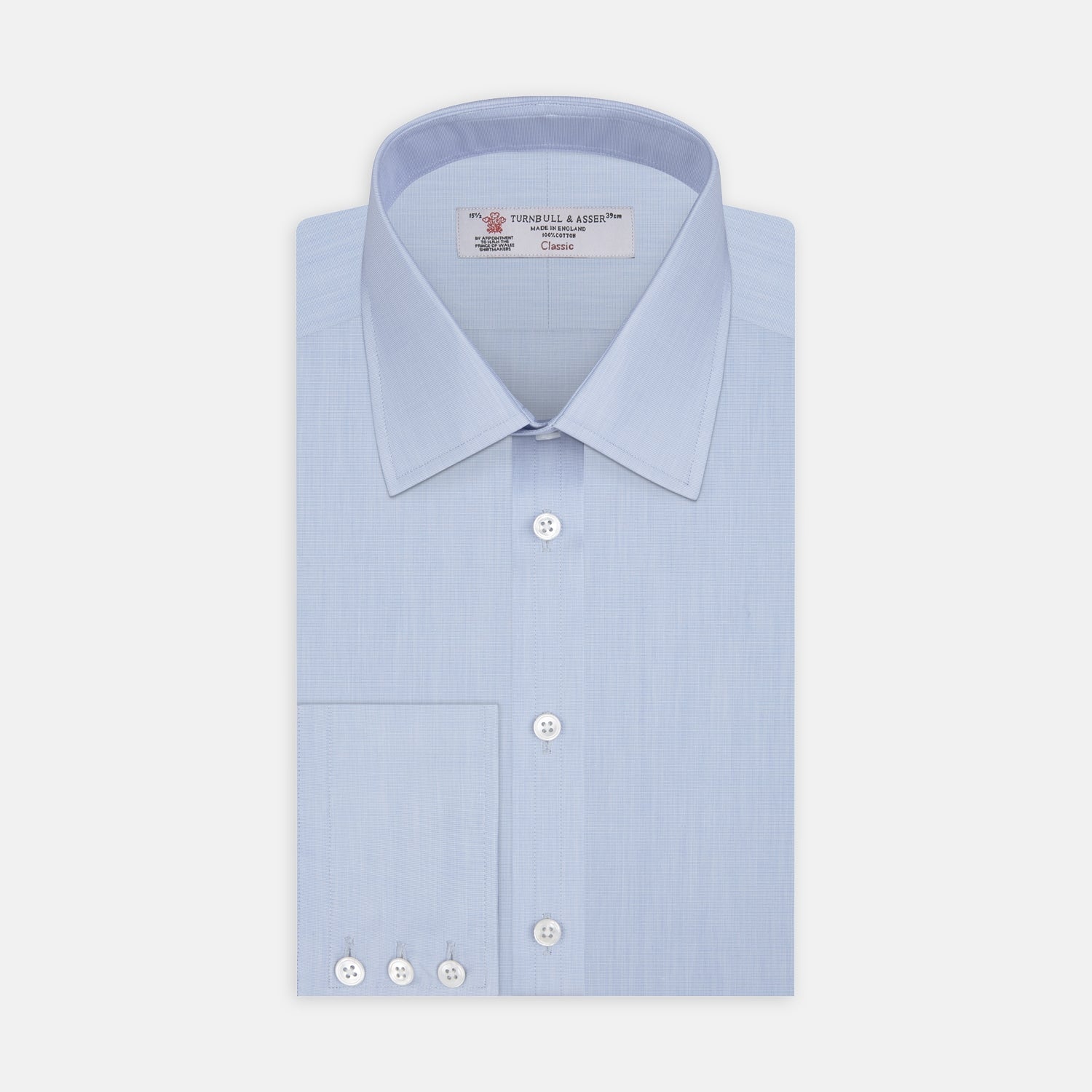 View 1 of product Light Blue End-on-End Shirt with T&A Collar and 3-Button Cuffs