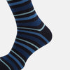 View 4 of product Navy Striped Merino Wool Long Socks