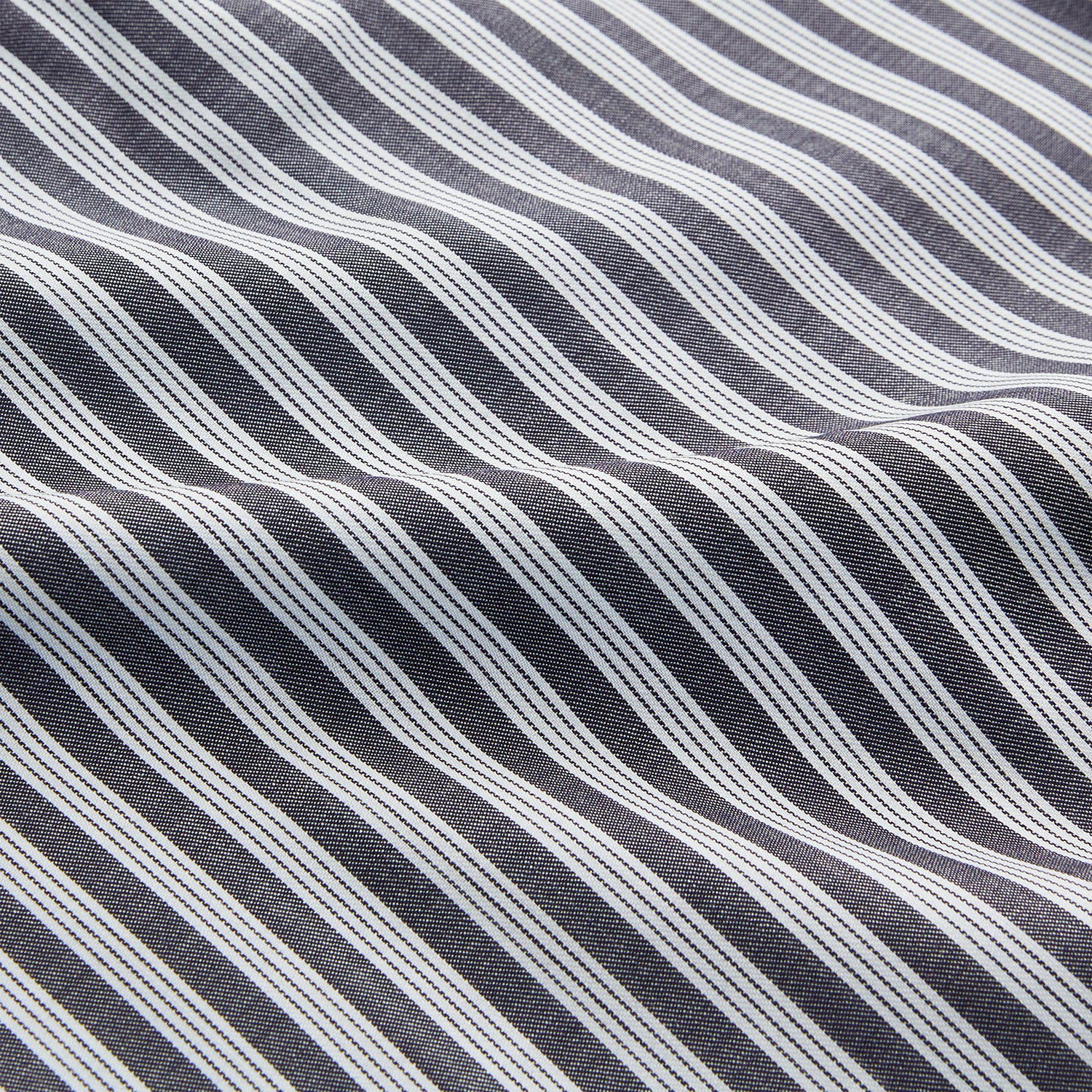 View 4 of product Navy Multi Stripe Weekend Fit Wool Shirt with Derby Collar and 1 Button Cuffs