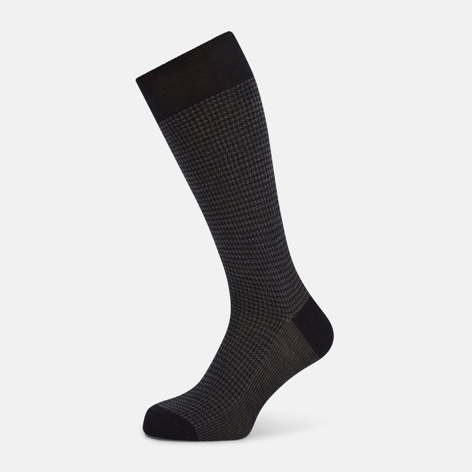 View 1 of product Charcoal Melange Houndstooth Mid-Length Socks