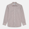 View 1 of product Burgundy Stripe Weekend Fit Shirt with Derby Collar and 1-Button Cuffs