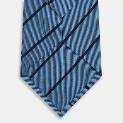 Blue and Navy Blazer Stripe Silk Tie Image 2