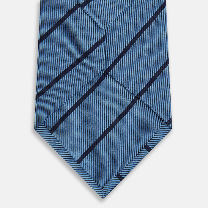 Blue and Navy Blazer Stripe Silk Tie Image 2