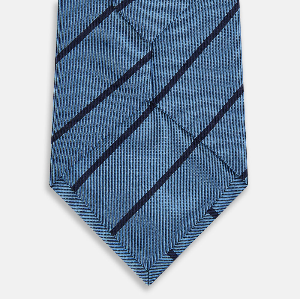 Blue and Navy Blazer Stripe Silk Tie