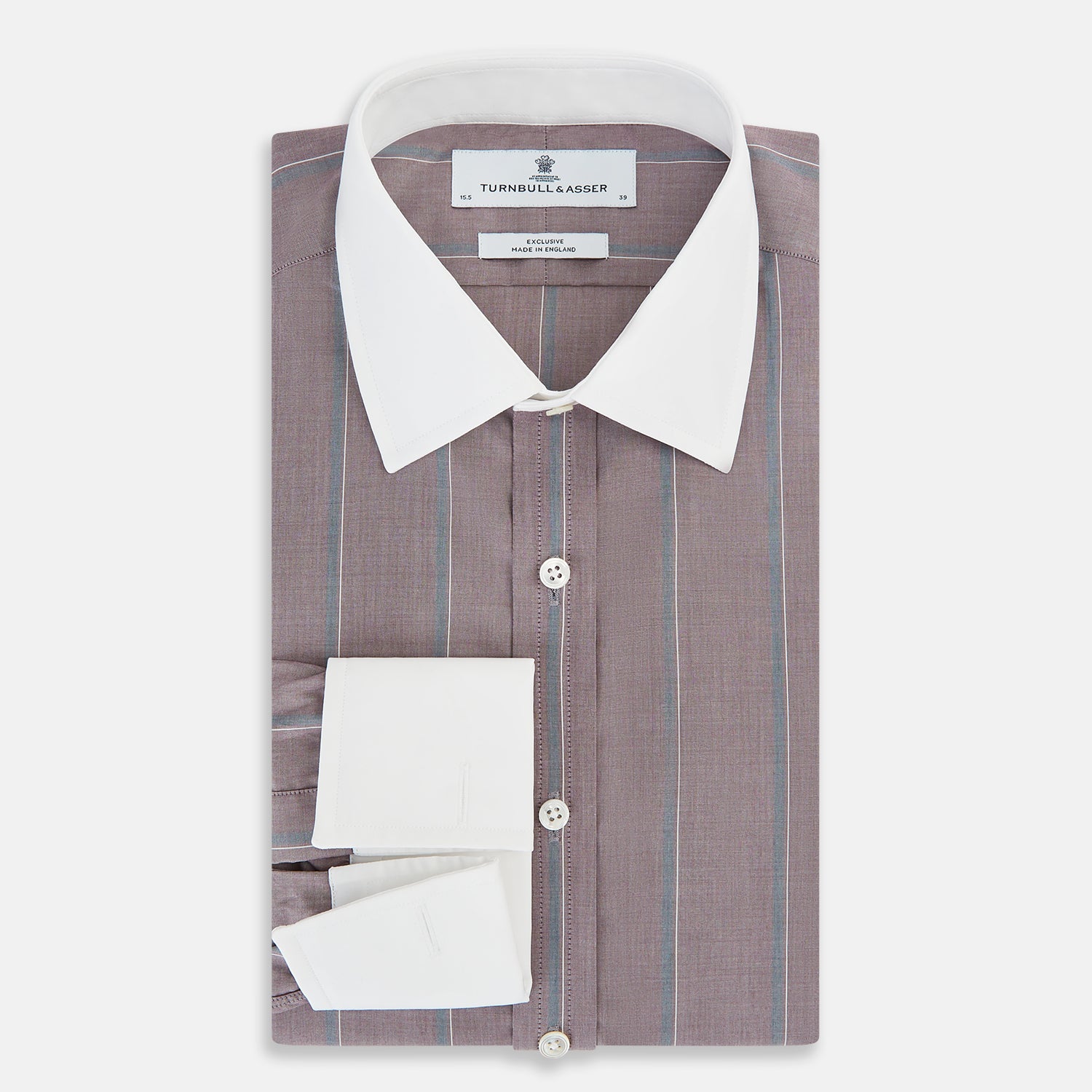 View 5 of product Light Porto Red Track Stripe Shirt with Contrast T&A Collar and Cuffs