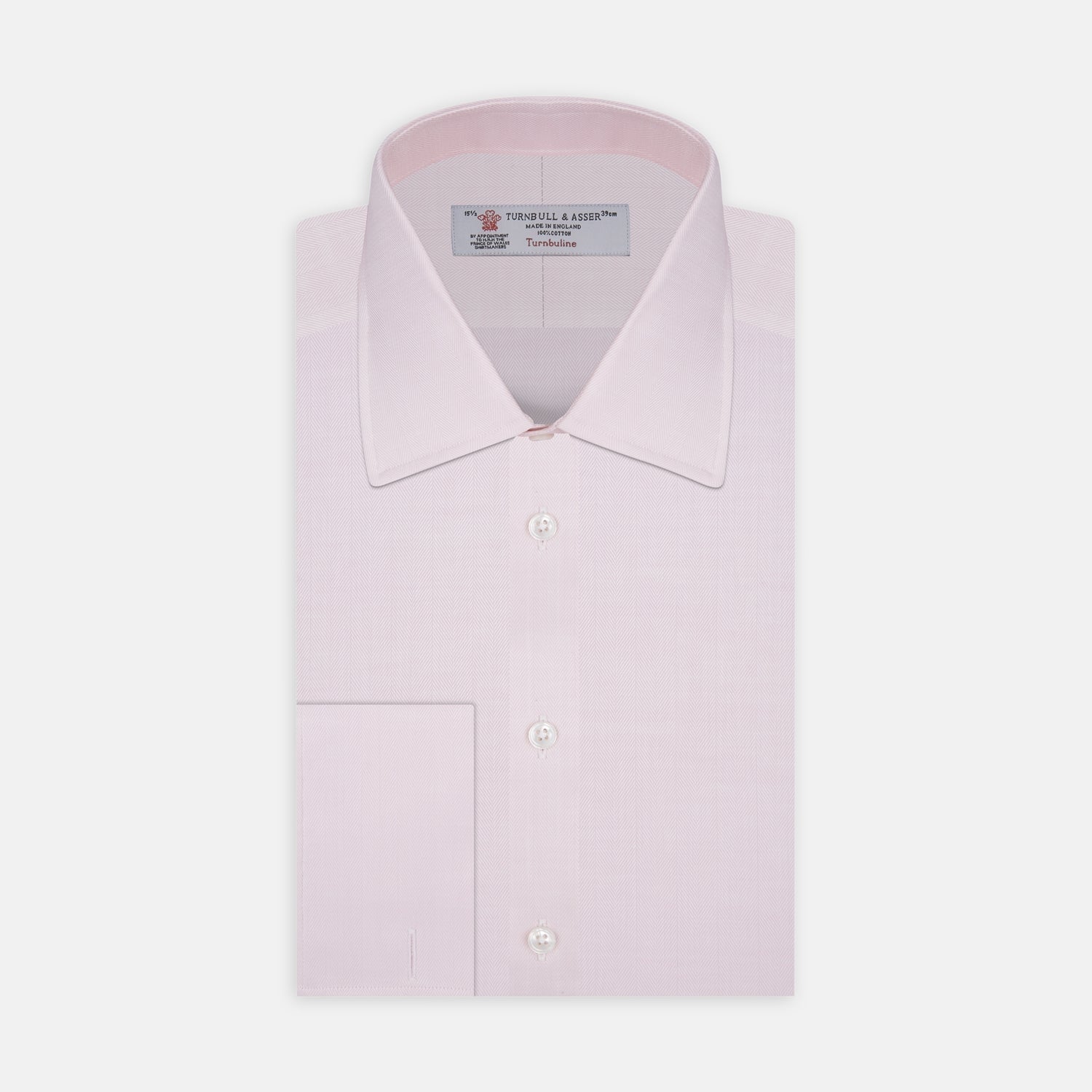 View 1 of product Pink Herringbone Superfine Cotton Shirt with T&A Collar and Double Cuffs