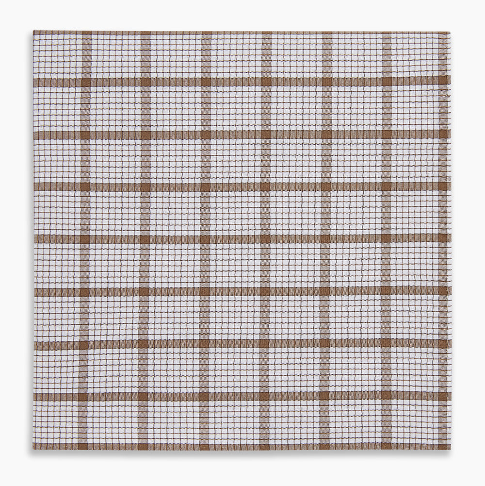 Hand Rolled Brown Overlay Check Handkerchief