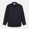 View 3 of product Navy Weekend Fit Cotton & Wool Shirt with Derby Collar and 1 Button Cuffs