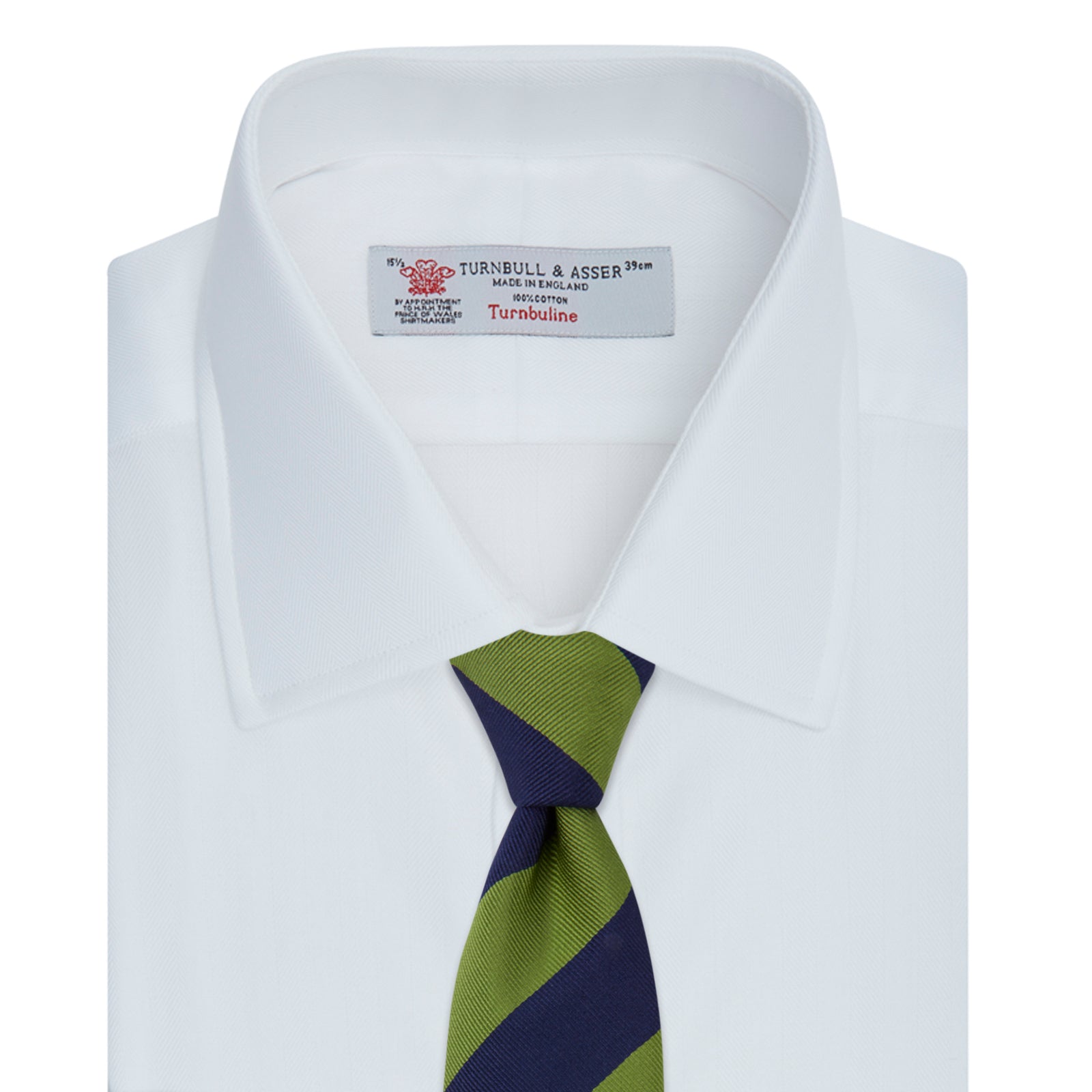 View 6 of product White Herringbone Superfine Cotton Shirt with T&A Collar and 3-Button Cuffs