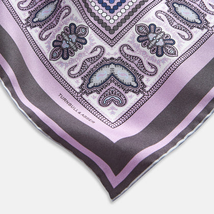 Lilac Dots and Paisley Silk Pocket Square Image 6