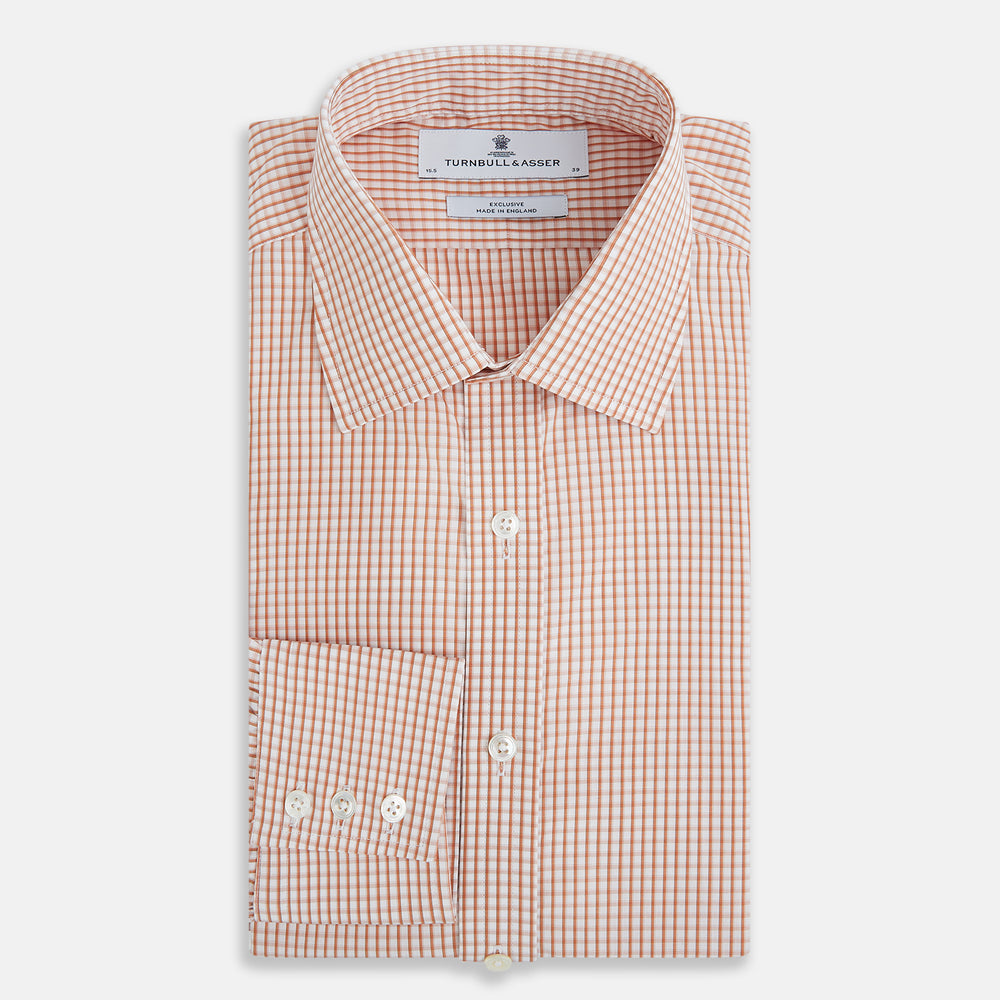 Orange Micro Shadow Check Mayfair Shirt