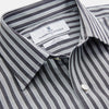 View 2 of product Navy Multi Stripe Weekend Fit Wool Shirt with Derby Collar and 1 Button Cuffs