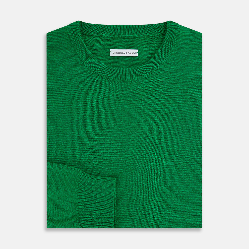 Grass Green Cashmere Round Neck Jumper